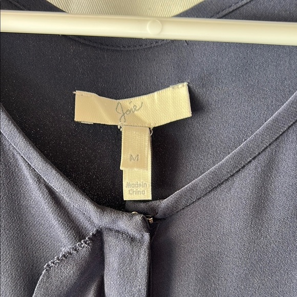 Joie Dark Blue Ruffle Blouse Silk - Picture 2 of 7
